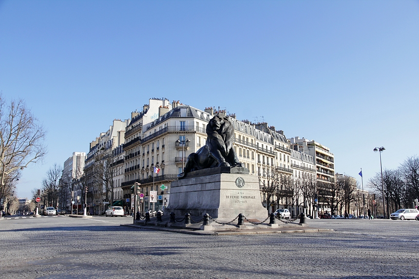 Reference photograph of Bartholdi&rsquo;s Lion of Belfort at Place Denfert-Rochereau in Paris.